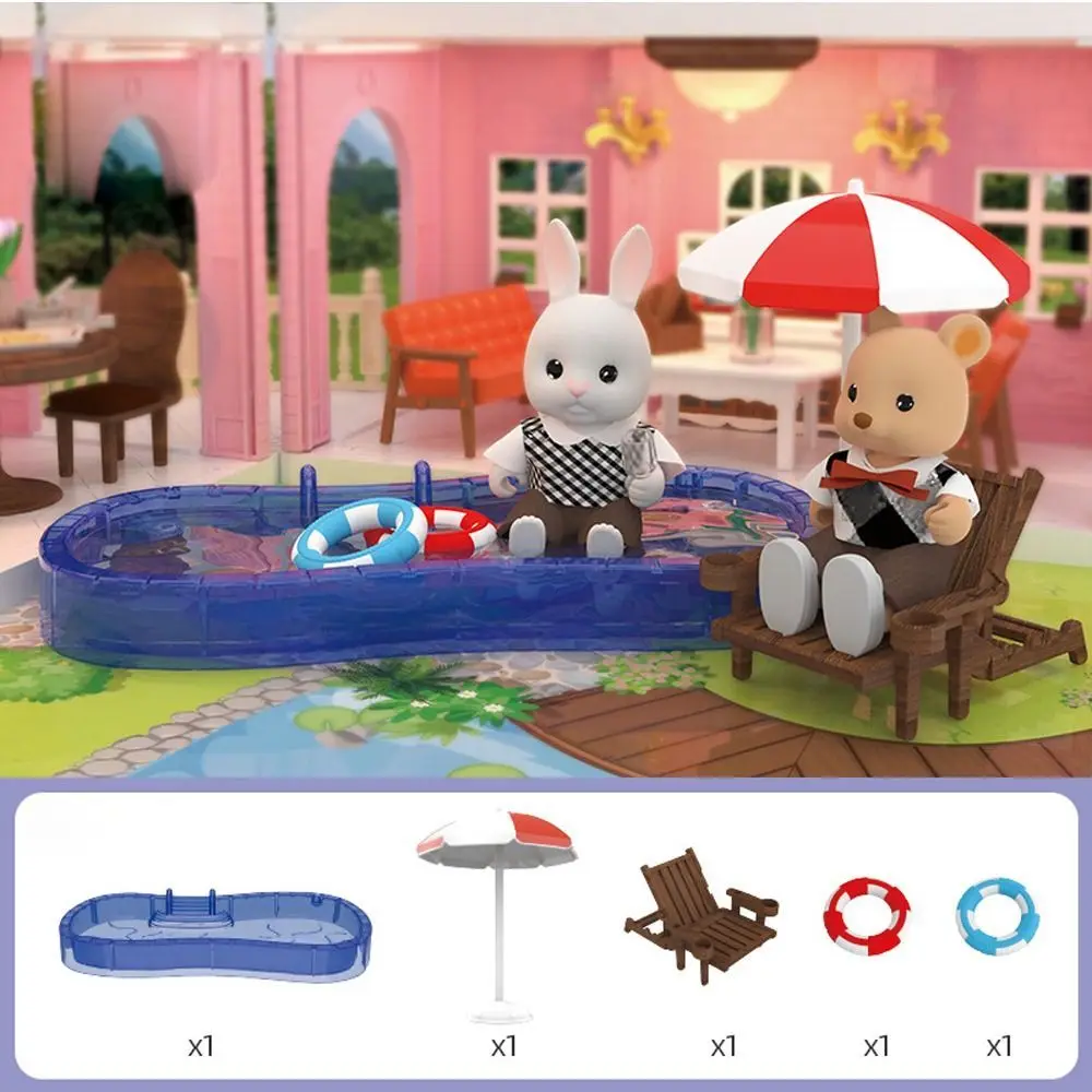 Mini mobili in ABS Set per piscina Mobili di simulazione Mobili in miniatura Giocattolo Set di mobili fai da te Mobili per casa delle bambole Giocattolo