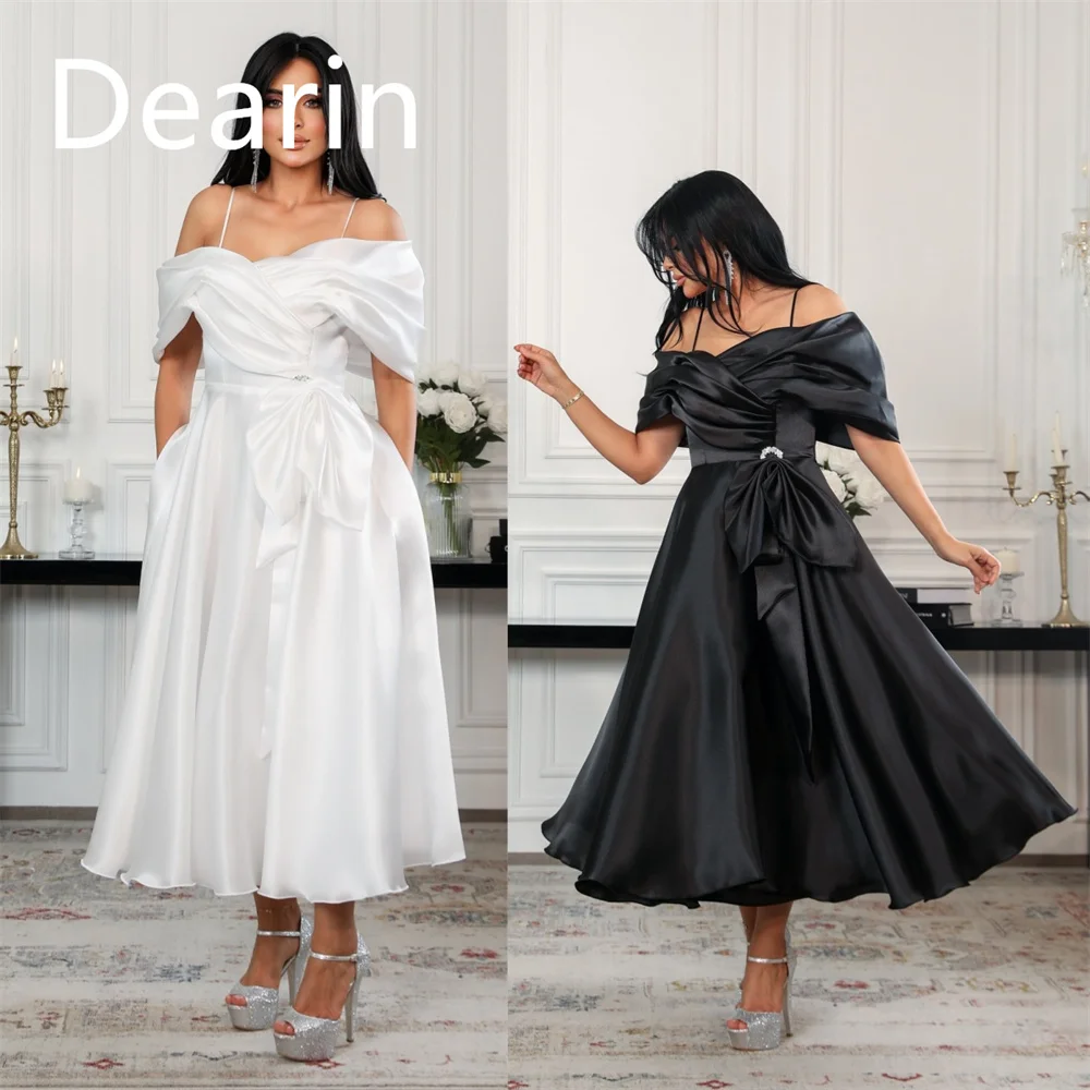 Customized Formal Gown Prom Evening Dress Dearin Off-the-shoulder A-line Ankle Length Skirts Bow Bespoke Occasion Dresses Women