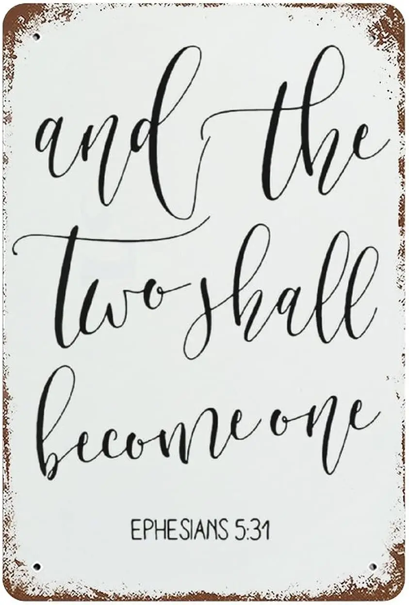 Vintage Metal Wall Sign,  Rustic Metal Sign, Wedding Bible Verses, White, Made in USA-aluminum sign