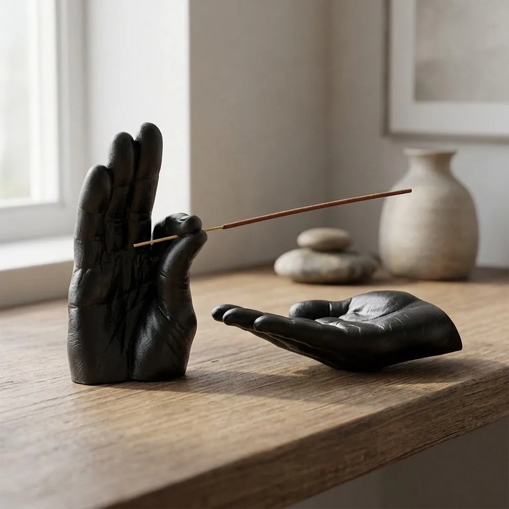 Resin Hand Incense Burner Designed for Ash Containment Meditation Yoga Decor Use Black White 15x10x5cm 10x15x3.8cm