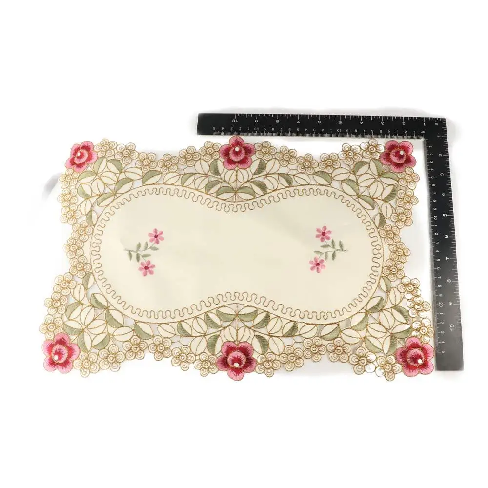 الشمال نمط خمر طاولة طعام مكان حصيرة عدم الانزلاق كبير الأزهار أدوات المائدة قابل للغسل النفط واقية الوقايات الشرب #5