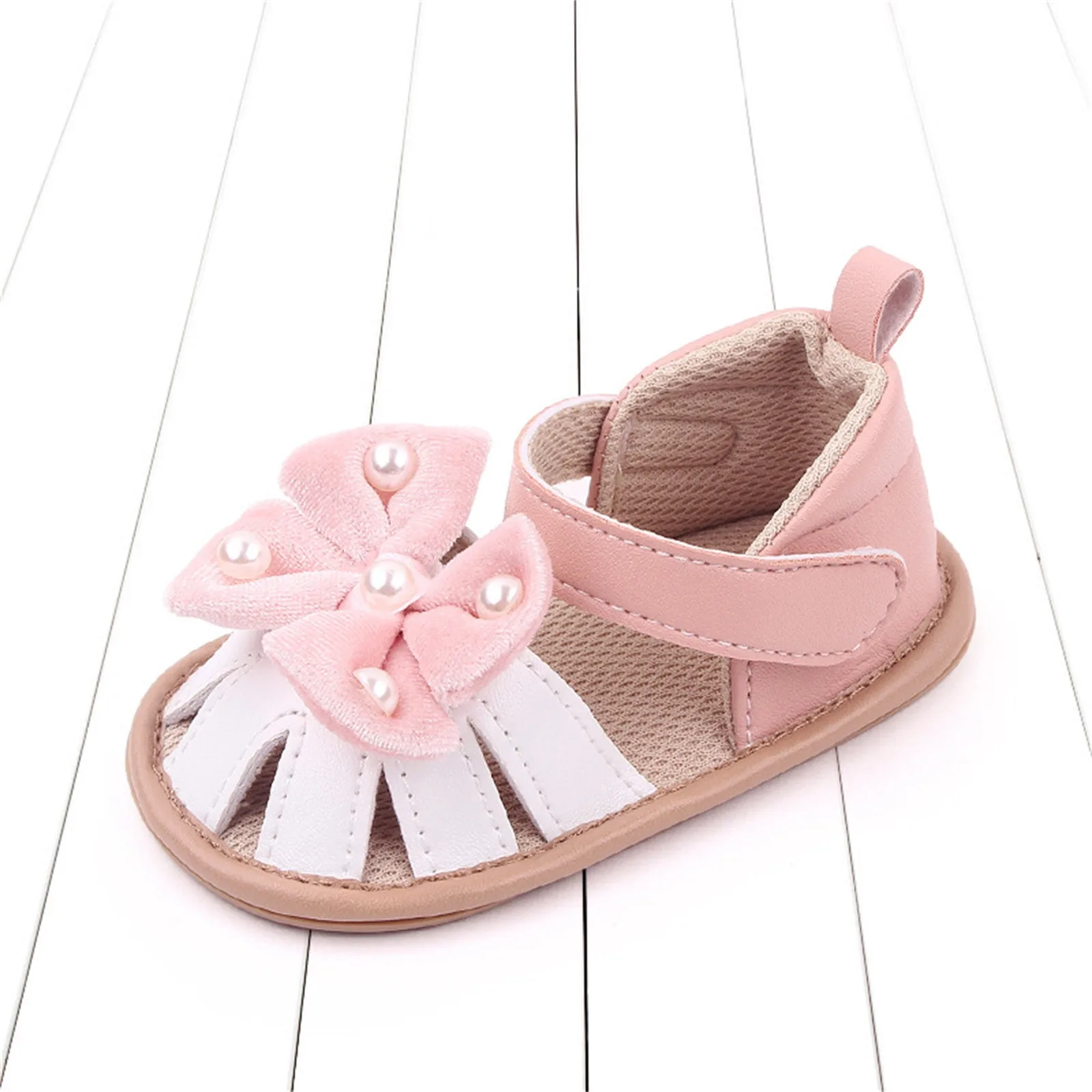 Baby Flip Flop Summer Children Infant Toddler Girls Sandals Flat Bottom Lightweight Breathable Hook Loop Bow Tortoise Booties