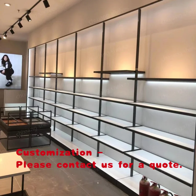 custom.New Shopping Mall Retail Clothing Store Shoes and Bags Display Rack White Single-sided Display Shelf