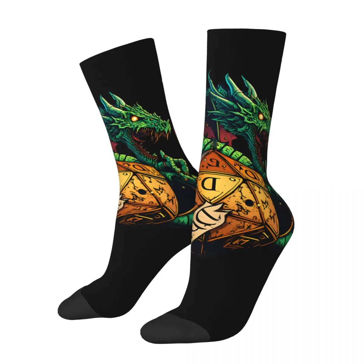 Retro A D20 Sticker Men's compression Socks Unisex Dungeons And Isometric Dragons Street Style Pattern Printed Novelty Crew Sock