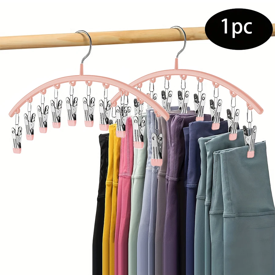 1 Hanger Space Saving Curved Hanger for Yoga Pants and Leggings Closet Organizer with 10 Clips for Clothing Store Pants Hanger