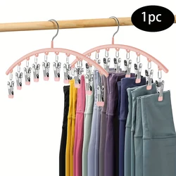 1 Hanger Space Saving Curved Hanger for Yoga Pants and Leggings Closet Organizer with 10 Clips for Clothing Store Pants Hanger