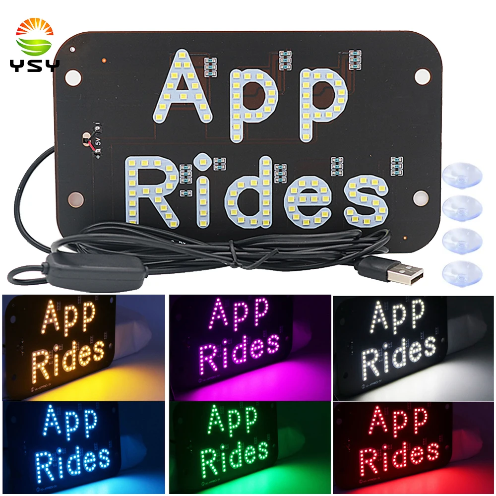 

YSY 1pcs APP Rides LED Car Sign Rideshare Accessories Car Windscreen Cab Indicator Lamp Sign LED Windshield Taxi Light USB 5V