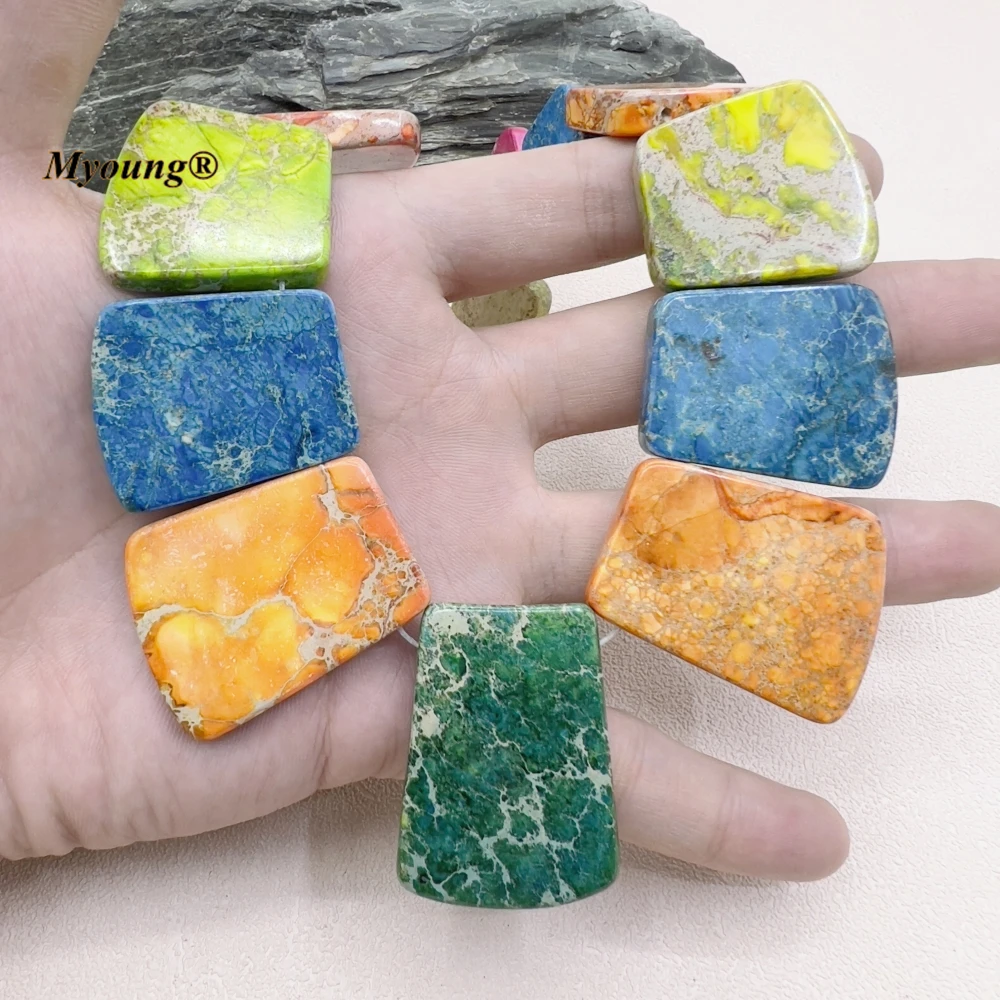 Graduated Sector Shape Multicolor Imperial Jaspers Slice Slab Pendant Beads For DIY Jewelry Making MY230618