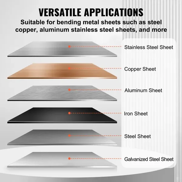 صندوق وفرامل مقاس 48 بوصة، 0-130 ° بندر معدني محمول، 20 مقياس فولاذي، مقبض طاقة #6