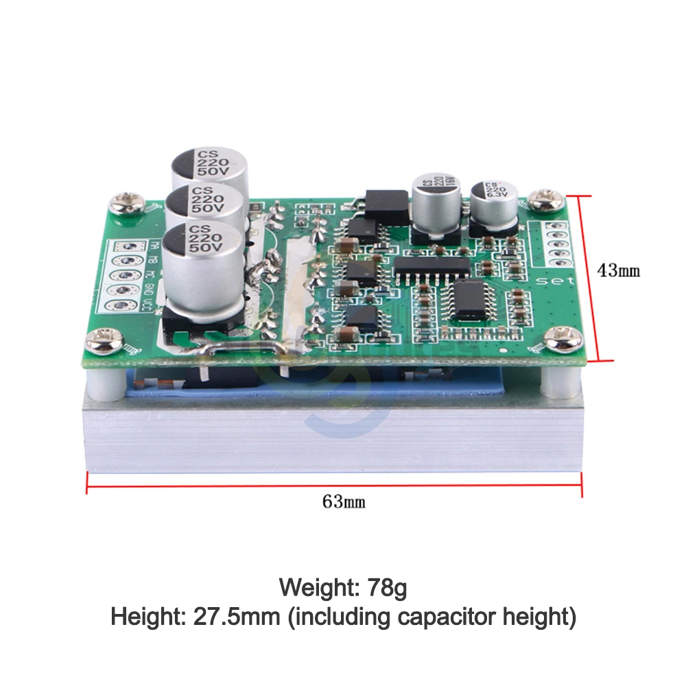 DC Brushless Motor Controller Hall BLDC Driver Board DC 12V to 36V 15A 500W Speed Control High Power