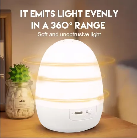 “Egg-Shaped Silicone Night Light, Touch-Dimmable Lamp with Memory Function, BPA-Free Nursery Light for Baby’s