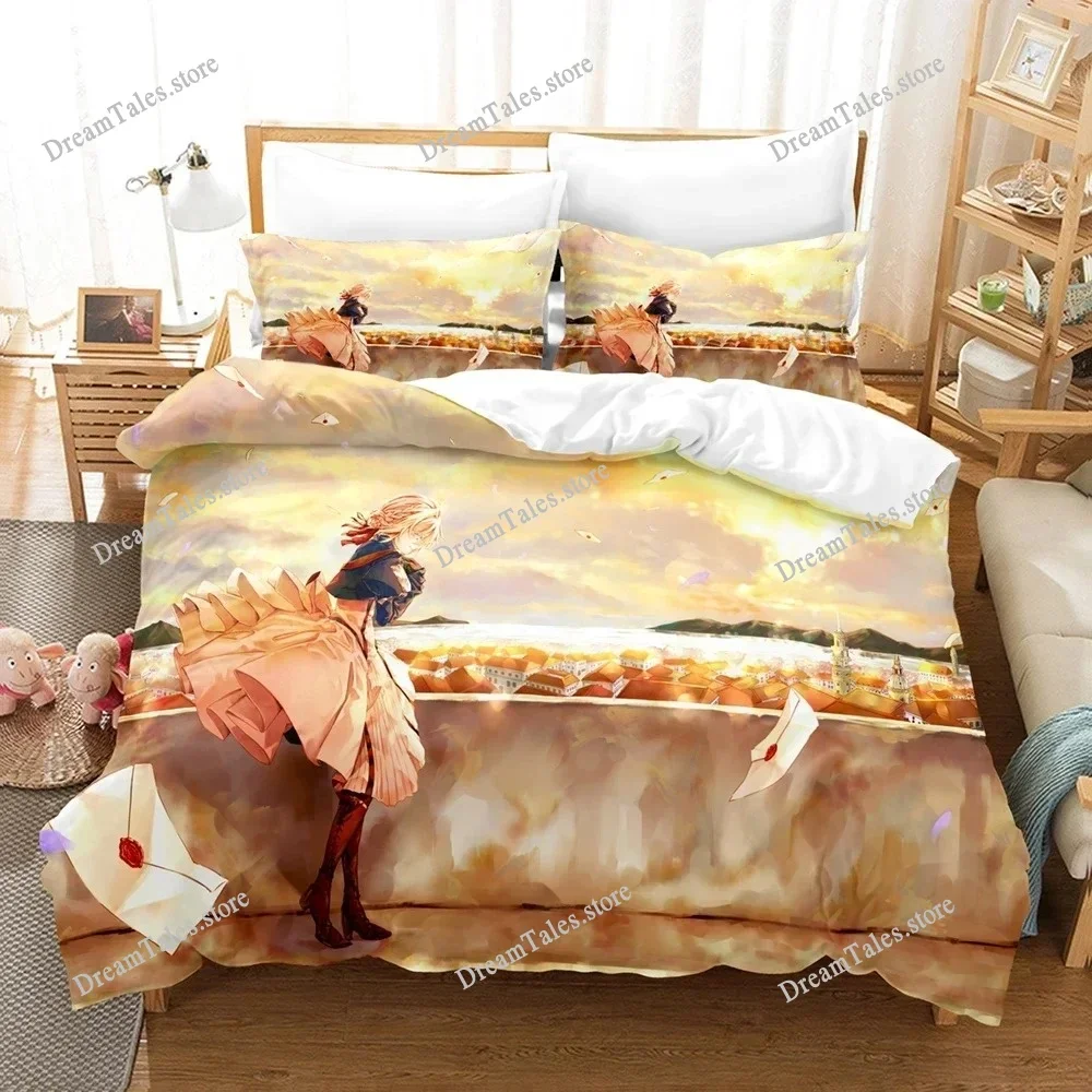 Violet Evergarden Bedding Set Single Twin Full Queen King Size Bed Set Adult Kid Bedroom Duvet Cover Sets 3D Print Game Anime