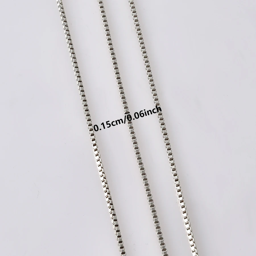 Breite 1,5 mm, einfache Box-Ketten-Halskette, 45–90 cm, Edelstahl-Halsketten für Damen und Herren, Accessoires, DIY-Charm-Halsschmuck, Collarr – Detail 2