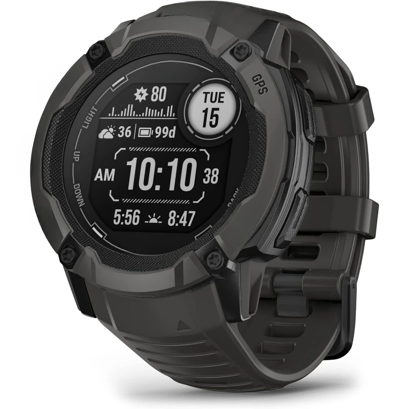 Instinct 2X Solar, Rugged GPS Smartwatch, Built-in Flashlight, Solar Charging Capability, Multi-Band GNSS, Graphite，home.