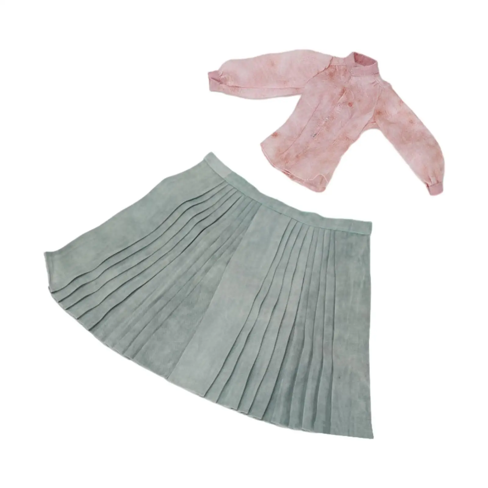 1 6 Scale Doll Costume Set Chinese Style Blouse with Horse Face Skirt for Dress Up Display and Photography