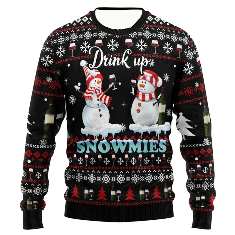 PLstar Cosmos The Beer Lover Elf Pattern 3D Printed Mens Ugly Christmas Sweater Winter Unisex Casual Warm Knitwear Pullover MY43