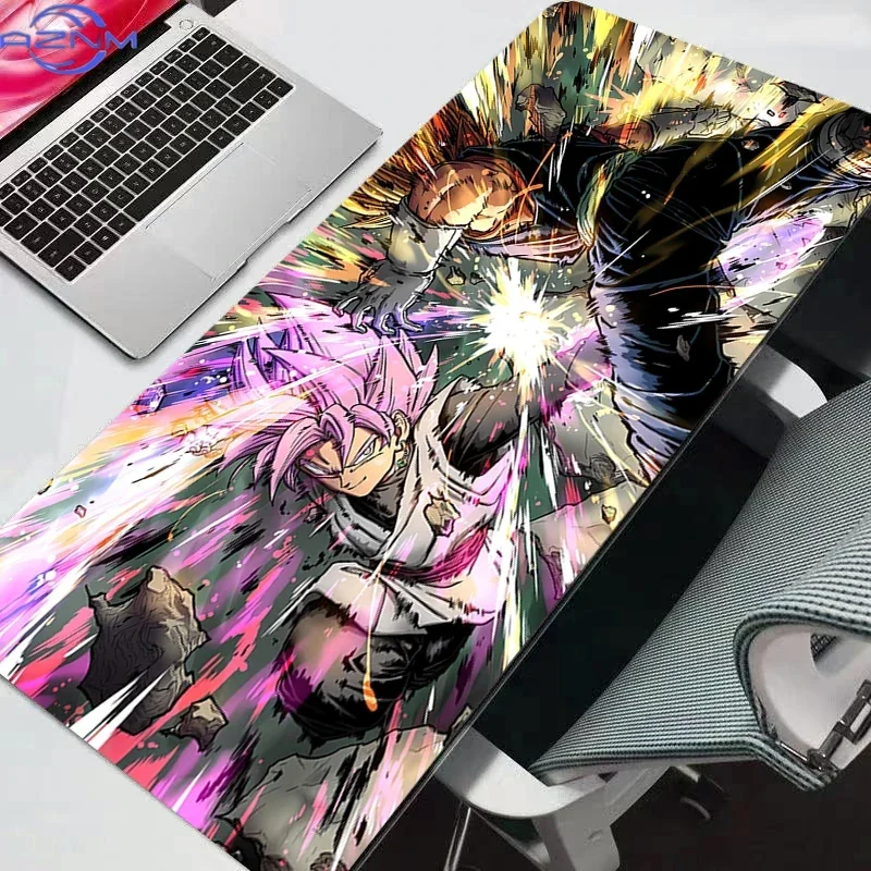 Brown Tone Anime Character With Fiery Red Hair and Golden Sparkle Energy Mouse Pad, Rubber Non-Slip Base, Smooth Fabric Gaming D