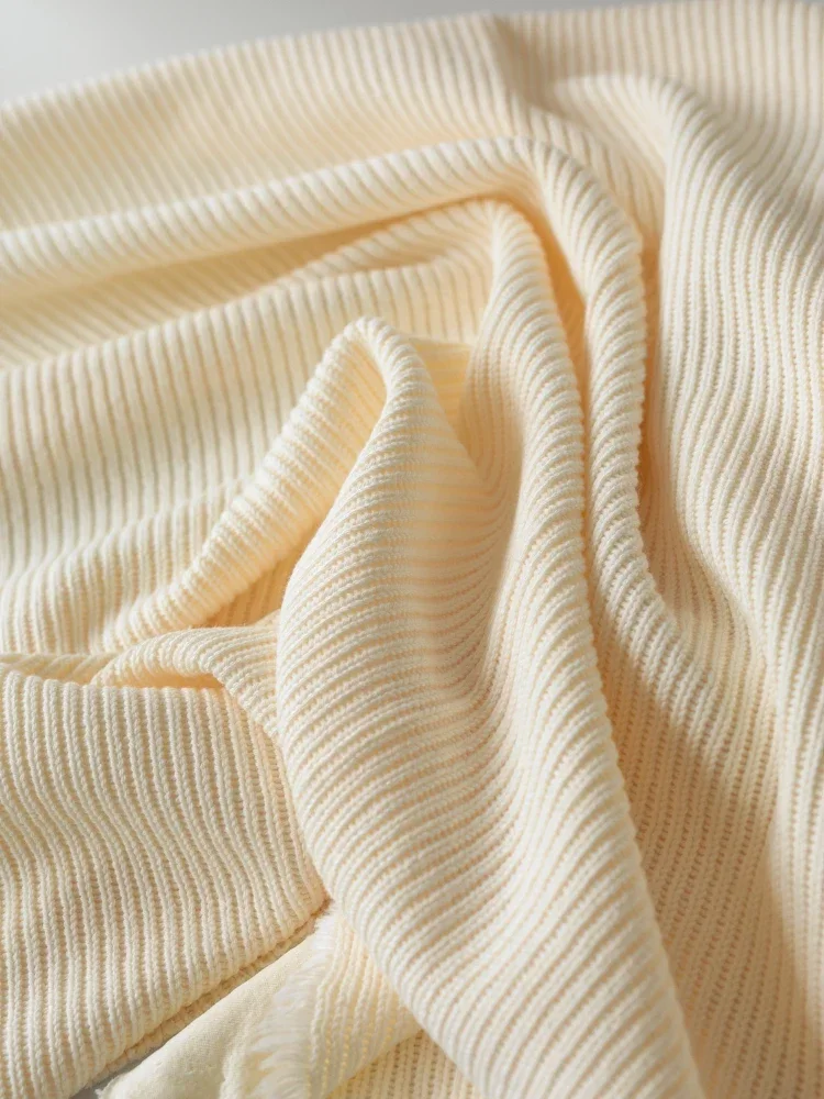 Striped Texture Fabric Thick Flat Needle Integrated Knitting Casual Cotton Sweater Cloth Diy Sewing Meters Cotton Material