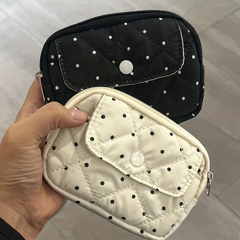 Small Storage Bag, New Polka Dot Design, Key Bag, Coin and Card Holder, Id and Earphone Jewelry Storage Bag