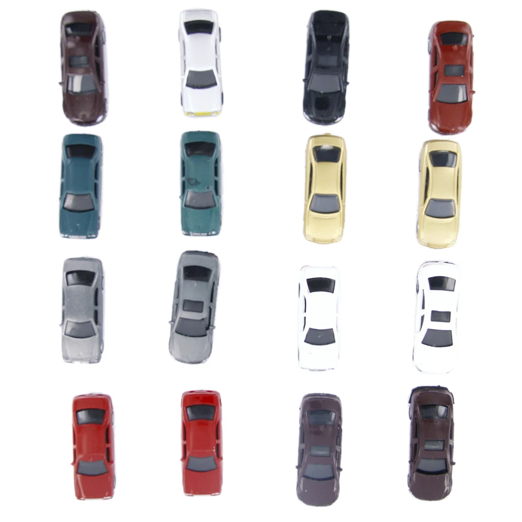 100x 1:100 Painted Miniature Cars Figure HO Scale for Model Train Scenery DIY