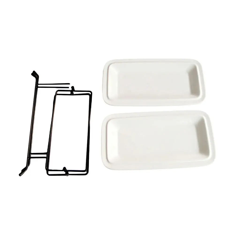 

1Set Multi Function Fruit Serving Tray Double Layer Ceramic Plate with Sturdy Iron Base for Desserts Cakes Candies Dried Fruits