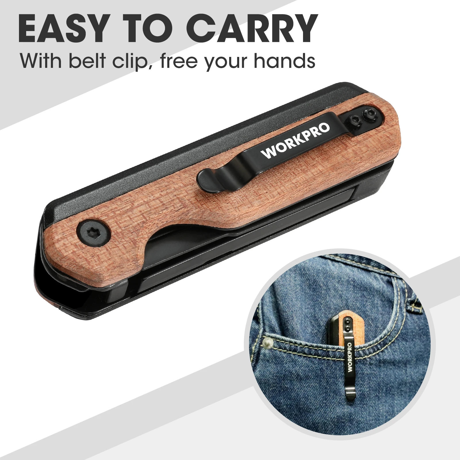 WORKPRO-cuchillo plegable multifunción, portátil, de bolsillo, utilitario de electricista, con 10 cuchillas, cortador de papel, herramientas manuales DIY