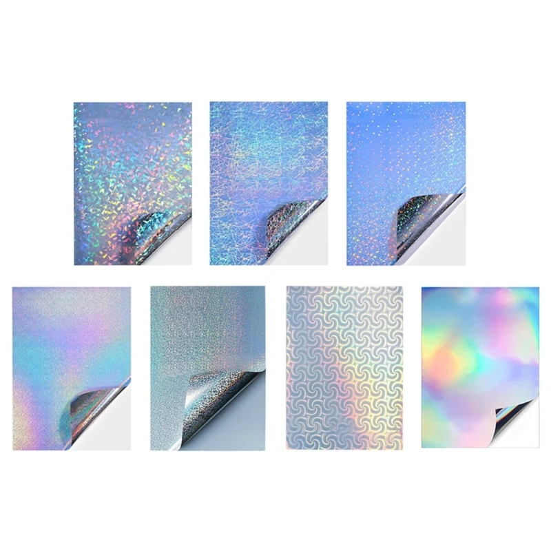 20 Sheets/Set Holographic Sticker Paper A 4 Size Vinyls Printable Paper Waterproof Self-Adhesive Film for Craft Project