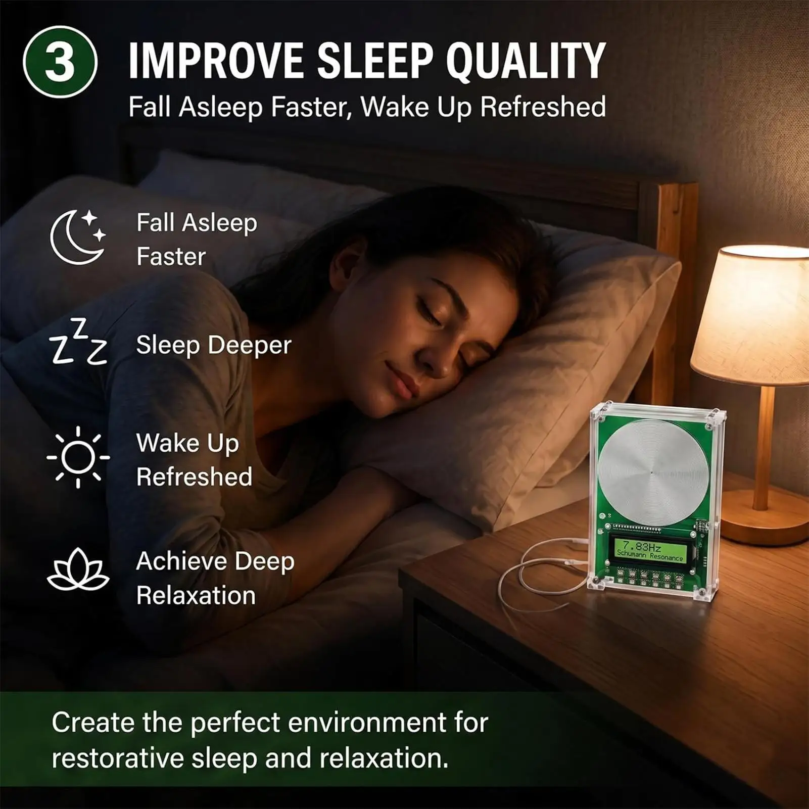 Adjustable Frequency Generator USB Powered 7.83hz Sound Resonance Device for Meditation Sleep Bath Bed Home Health Traveling
