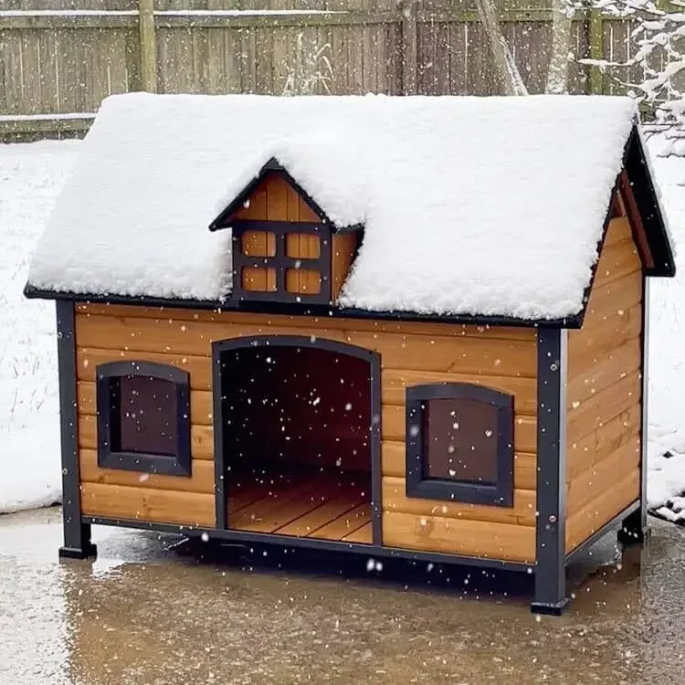 Dog House Outdoor with Strong Metal Frame Dog Kennel for Small to Medium Dogs Puppy Cage for Winter Weatherproof