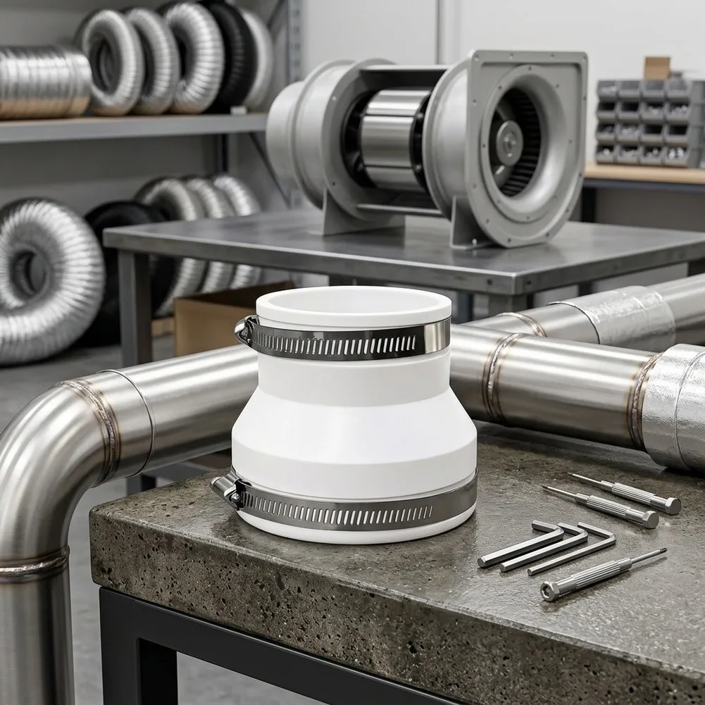 Flexible Coupler Reducer for Duct Size Transition in Ventilation Installations Plastic 100mm to 75mm 100mm to 90mm