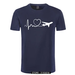 Funny Print Eat Sleep Travel Airplane Heartbeat Joke T-shirt Husband Casual Short Sleeve Cotton Streetwear Hip Hop T Shirts Men