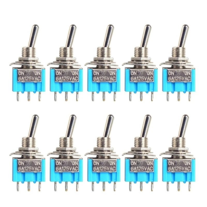 F1CF 10pcs MTS-103 3-Pin Miniature Toggle Switches Micro Latching On Off Flat Handle