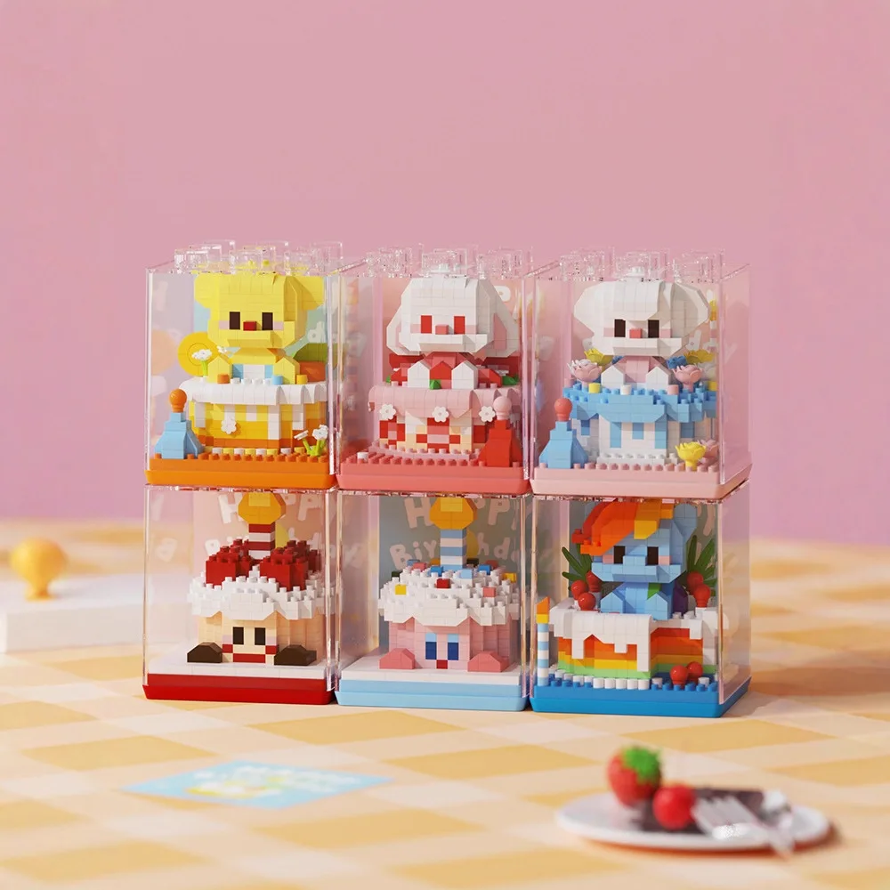 

Идея мультфильм микро алмазный блок счастливый день рождения животные торт здание кирпич строительные игрушки коллекция нанокирпичей для девочки подарок