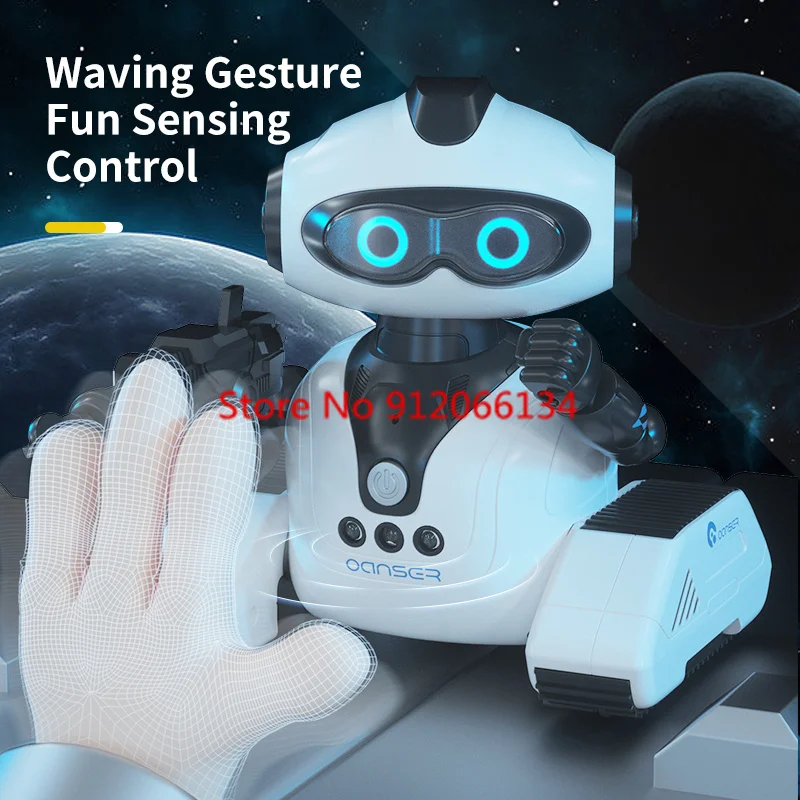 Electric Intelligent Interactive Remote Control Robot Gesture Sensing Dynamic Music Hand DIY Head Rotation Children RC Robot Toy