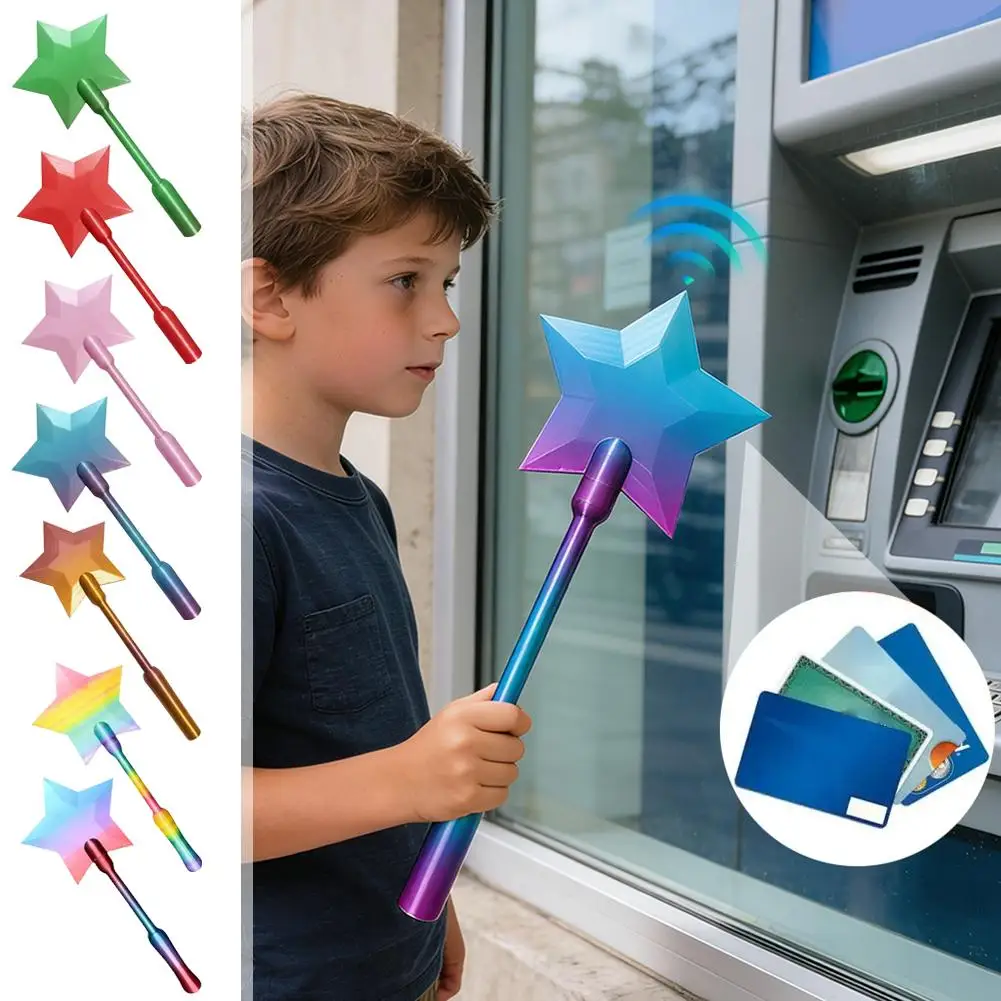 Cute Star Magic Wand Credit Card Holder 3D Printed Tap To Pay NFC Contactless Payment Tool for Kids Holiday Birthday Presents