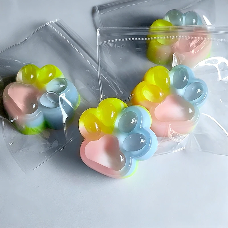 Cute Squishy Three Color Rainbow Cat Claw Fidget Toy Soft Slow Rebound Pinch Decompression Toys Adults Relief Squeeze Toys