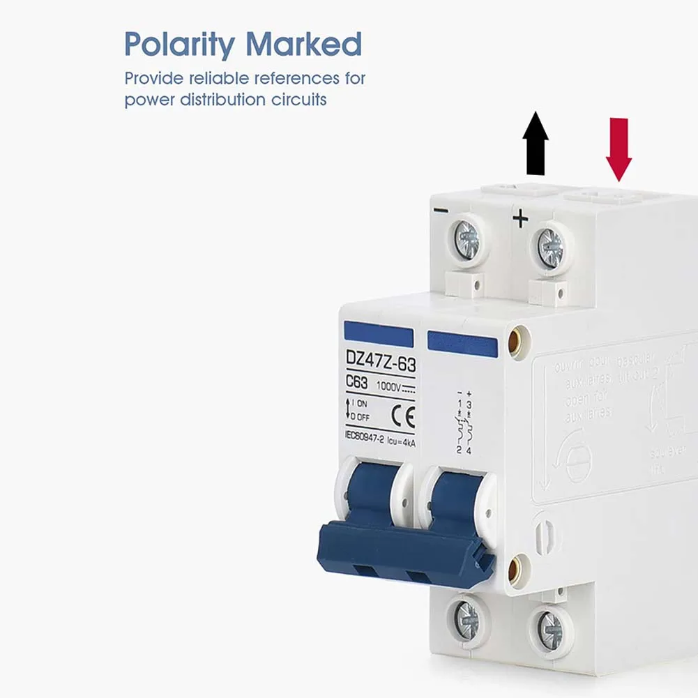 DC Miniature Circuit Breaker 2 Pole 1000V 32 Amp Isolator DC Disnnect Switch For DC Power Supply Solar Photovoltaic System