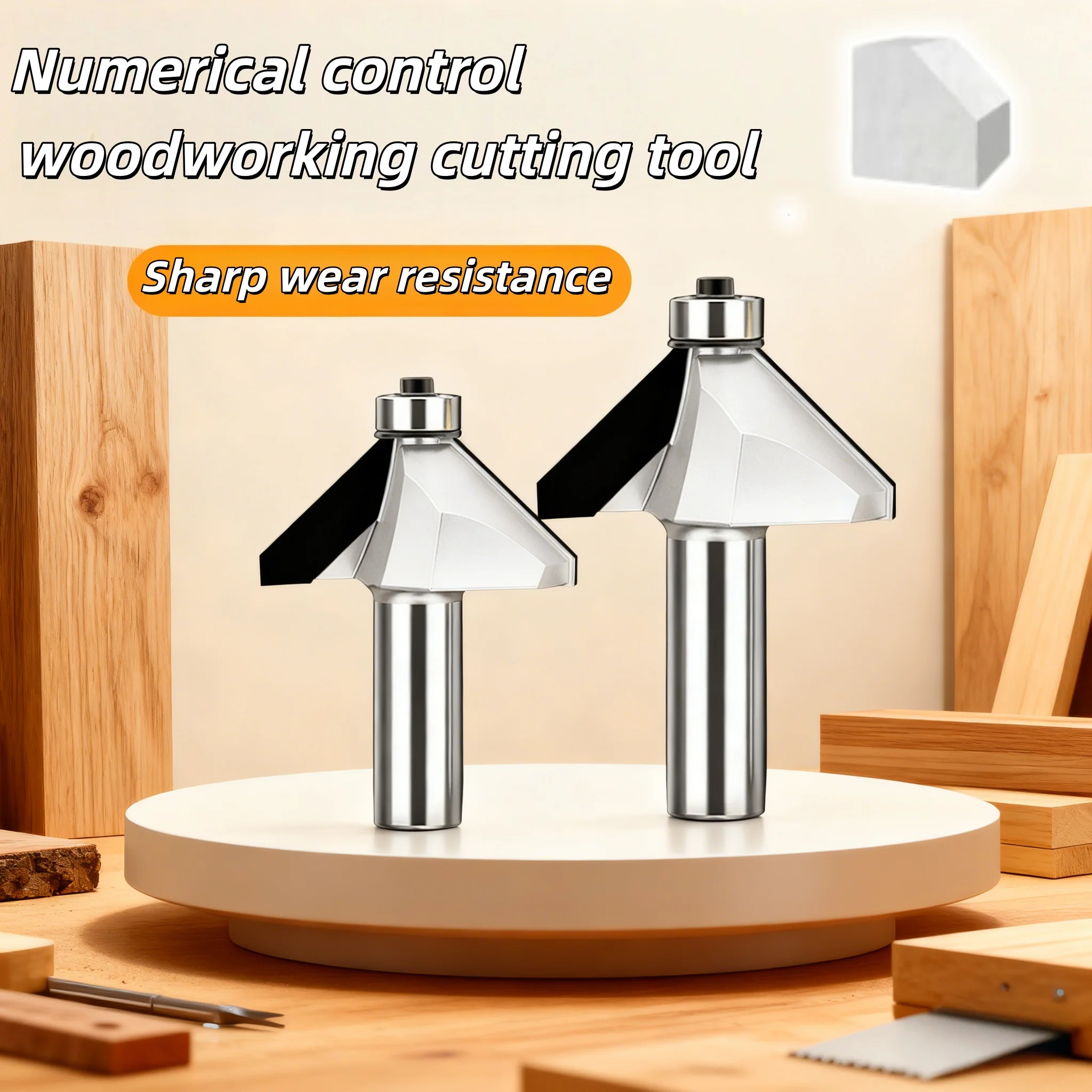 Diamond 45 Deg Bevel Edge Forming Chamfer Router Bits with Bearing Chamfering CNC Wood Cutting Tools Woodworking Milling Cutter
