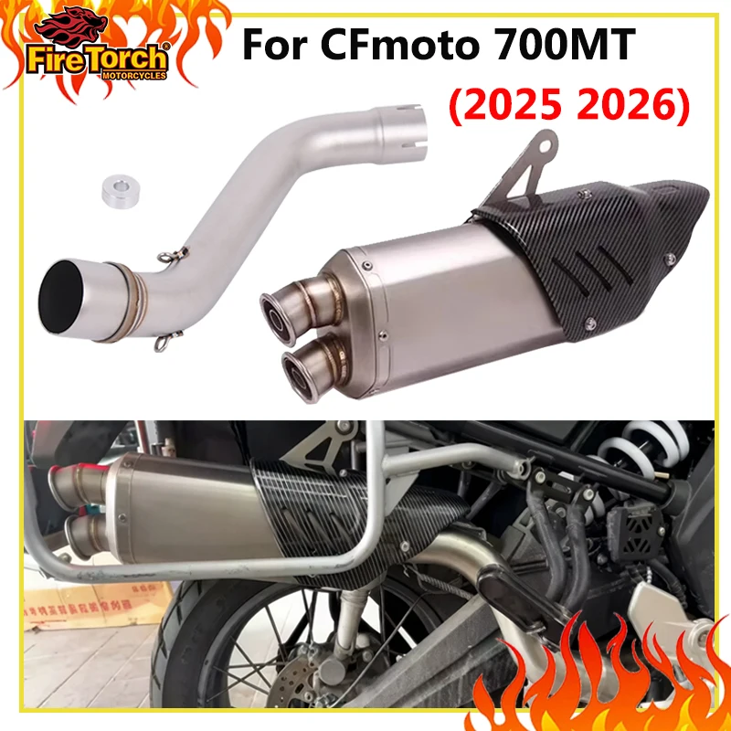 Slip-On Auspuffanlage für CFmoto 700MT 700 MT 700 2025 2026 Motorrad mit DB-Killer Schalldämpfer und Mittelrohr