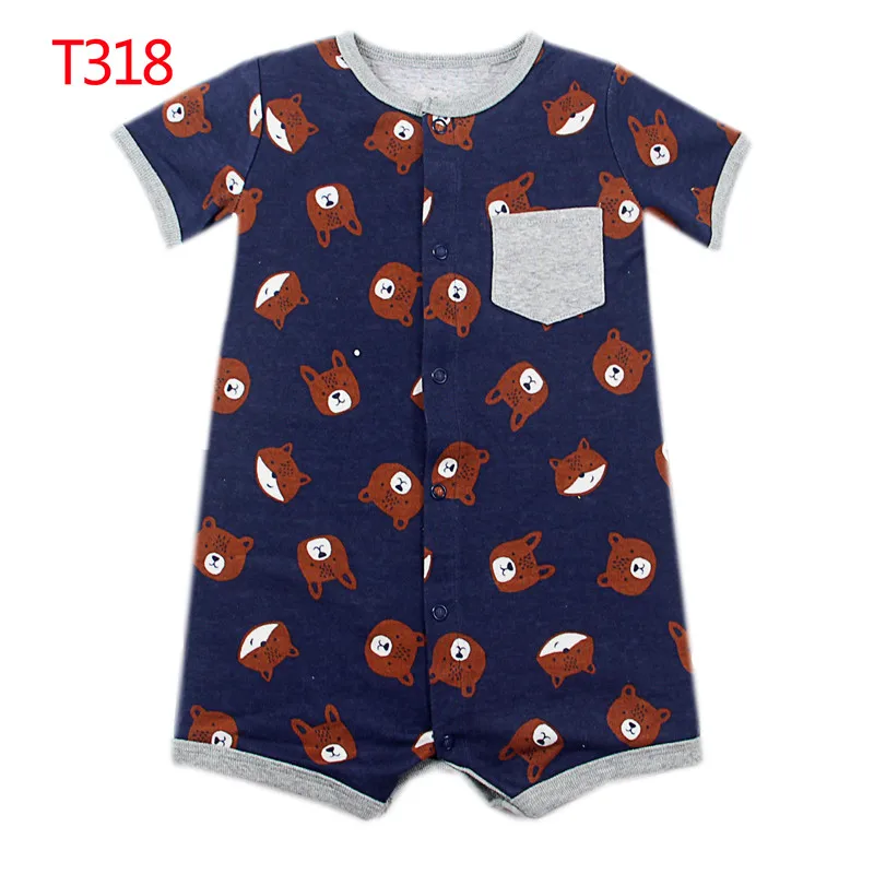 2023 Newborn Baby Girls Rompers Short Sleeved Infant bodysuits pink elephant cats lovely colorful summer cotton kids clothes