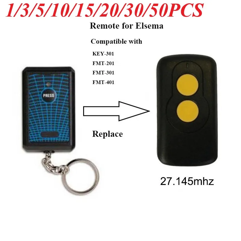 12 Dip Switches Remote ELSEMA KEY-301 Garage Door Remote  Elsema FMT201/FMT301/FMT401 27.145Mhz Rolling Code