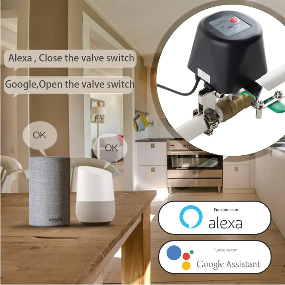 Smart Faucet Controller Support Alexa Google Assistant SmartLife Tuya WiFi Water Valve Gas Shutoff Ball Valve Timer Garden