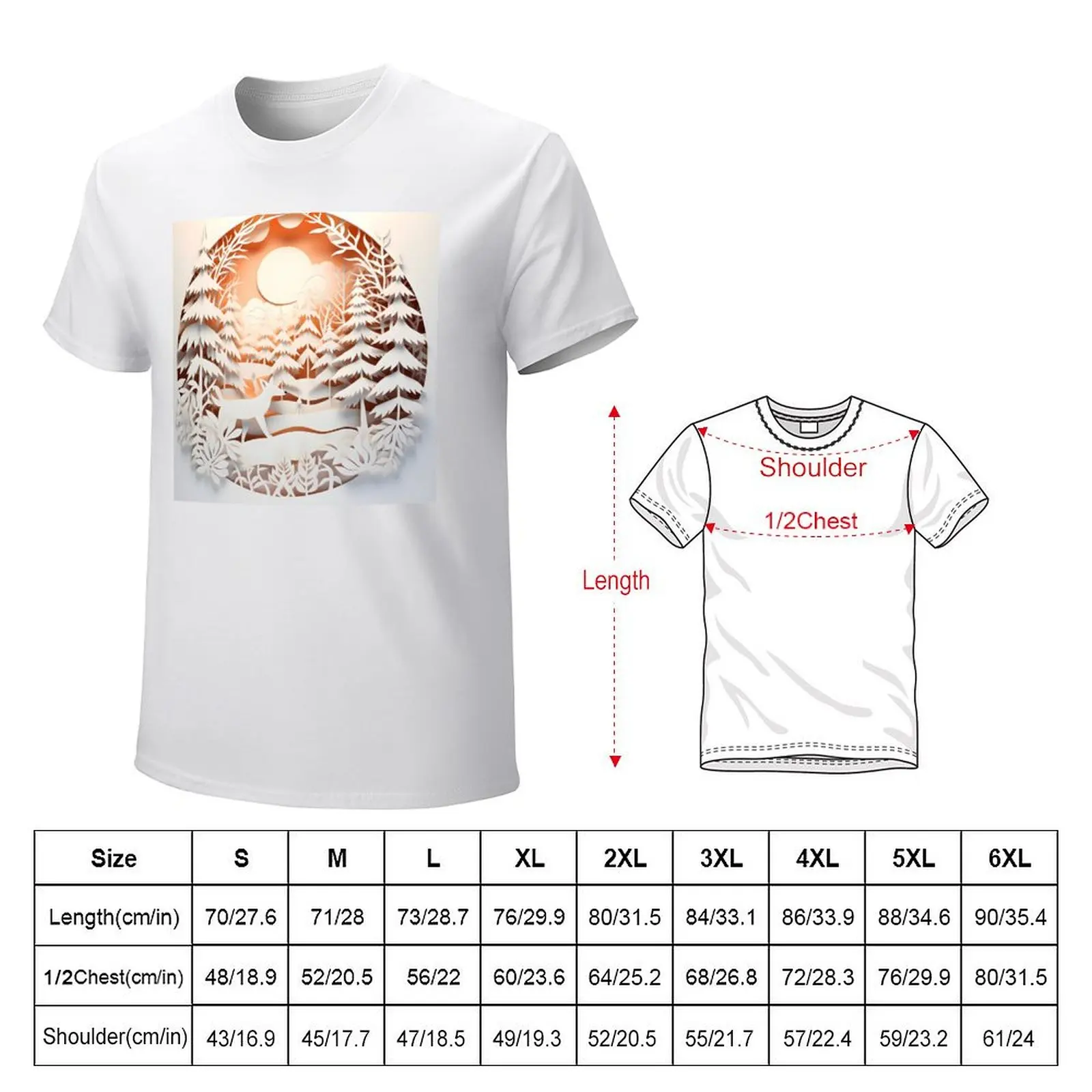 ornate decorative papercut winter scene T-Shirt customs funnys quick-drying t shirts for men cotton