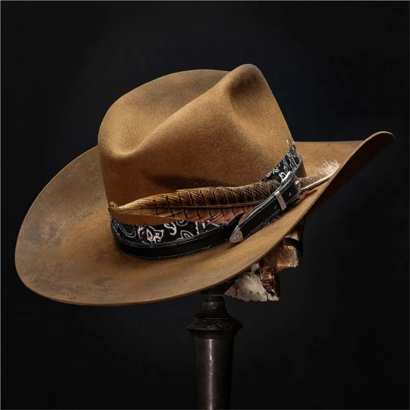 style wool felt hat solid color ribbon decorated