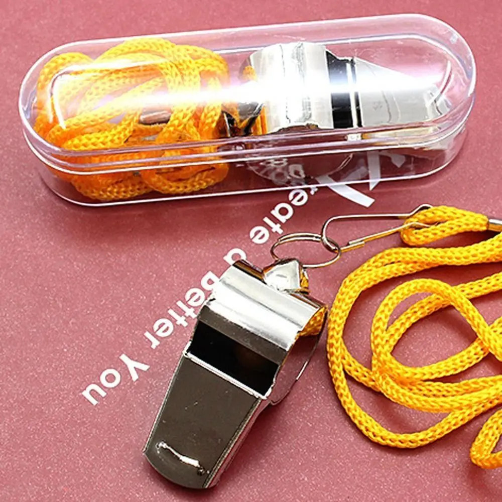 Luid Metal Whistle Professionele Sport Whistle Draagbare Roestvrijstalen Fluitjes Voetbal Voetbal Scheidsrechter Fluitjes Met Touw