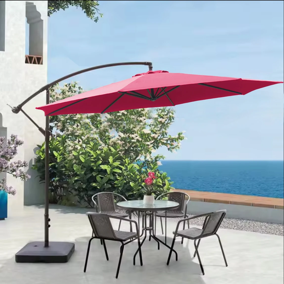 

Wholesale Outdoor Furniture Sunshade Garden Banana Overhanging Modern Beach Aluminum Umbrella 3m patio umbrellas & bases