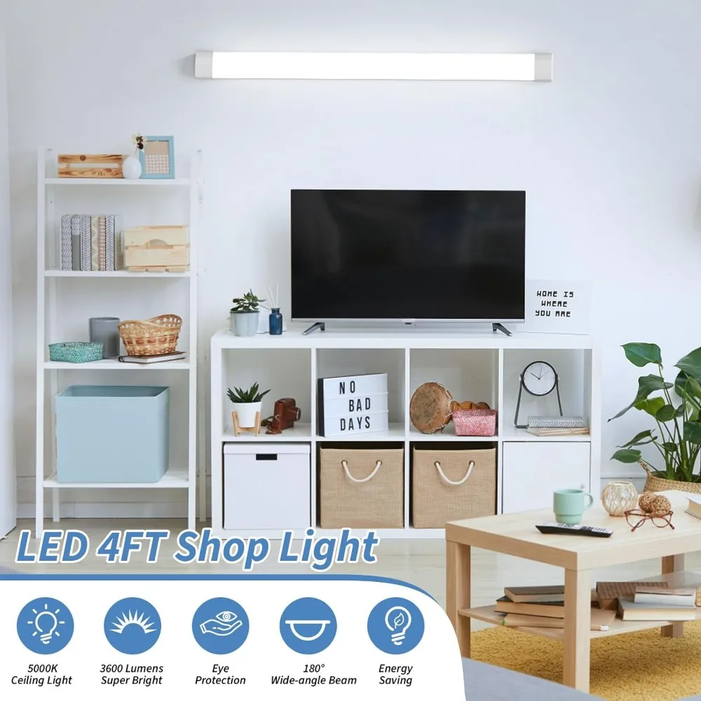 Imagem -03 - Airand-led Shop Lights para Garagem com Plugue Impermeável Enlaçável Tubo de Luz 5000k sob a Iluminação do Armário 3600 lm