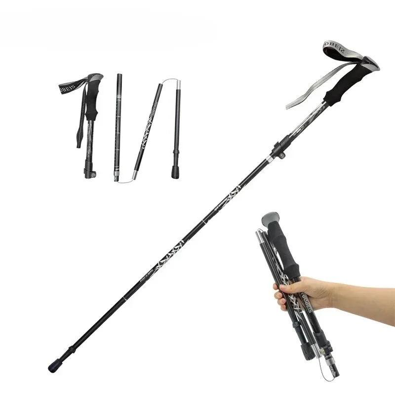 

Trekking Stick 5-Section Telescopic Folding Trekking Poles Outdoor Camping Ultralight Portable Foldable Walking Hiking Stick