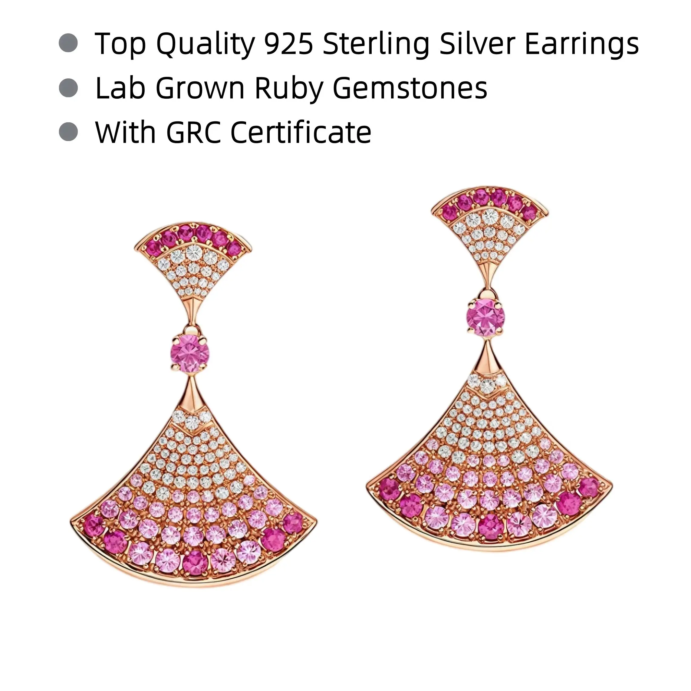 WinkinWinsin Top Grade Brand Dress Design 925 Sterling Silver Stud Earrings For Women 18k V Gold Gemstones Drop Earrings Jewelry