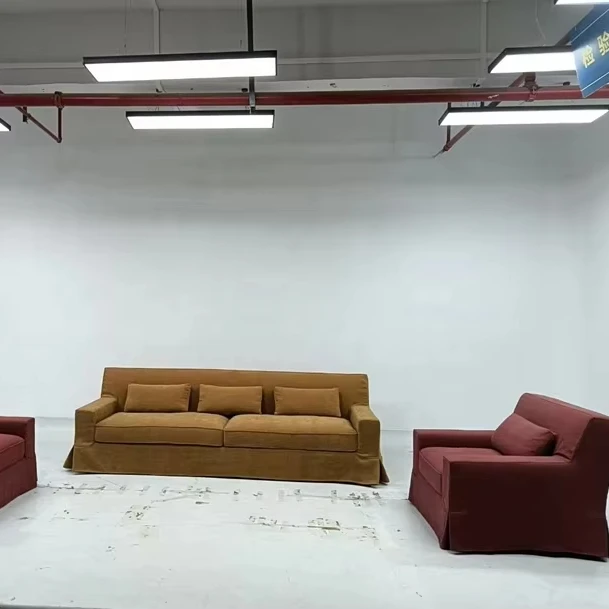 ^Modern Living Room 1 2 3-seater Sectional Sofa Set American & British Style Sponge Filled Fabric Covered Wood Legs